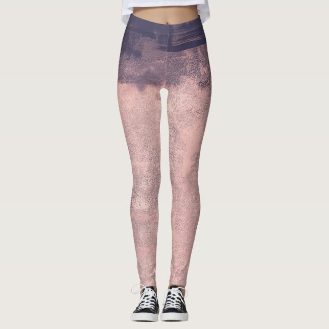Structured Art Style Pink 2 Navy Blue Leggings (Front)
