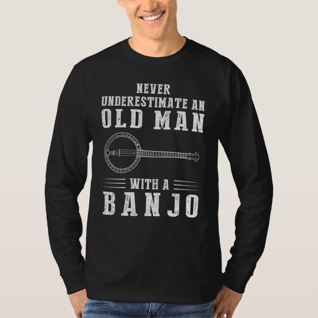 Strumming Strings and Chuckles: Old Mans Banjo Ski T-Shirt (Front)