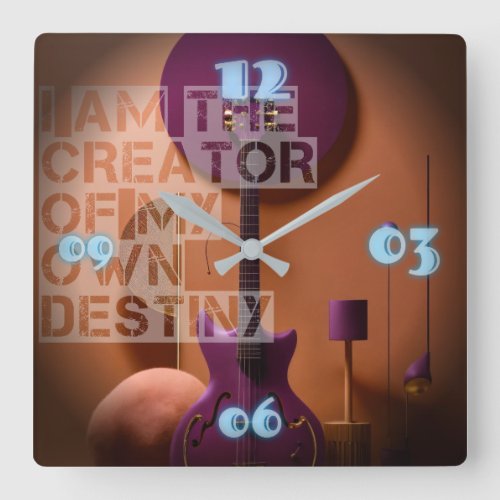 Strumming Time Guitar_Inspired Wall Watch Design Square Wall Clock