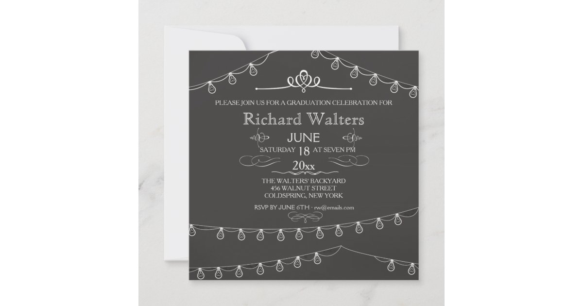 Strung Lights Graduation Party Invitation | Zazzle