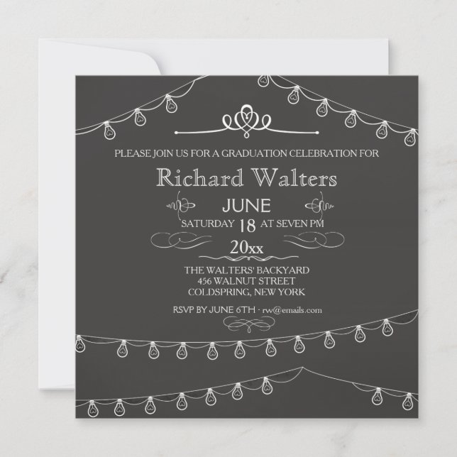 Strung Lights Graduation Party Invitation (Front)