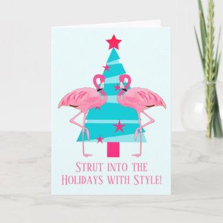 Strut Into the Holidays with Style Flamingos Holiday Card