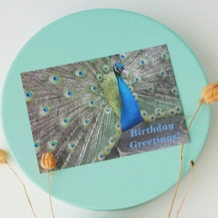 Strutting Blue Peacock Funny Birthday Card
