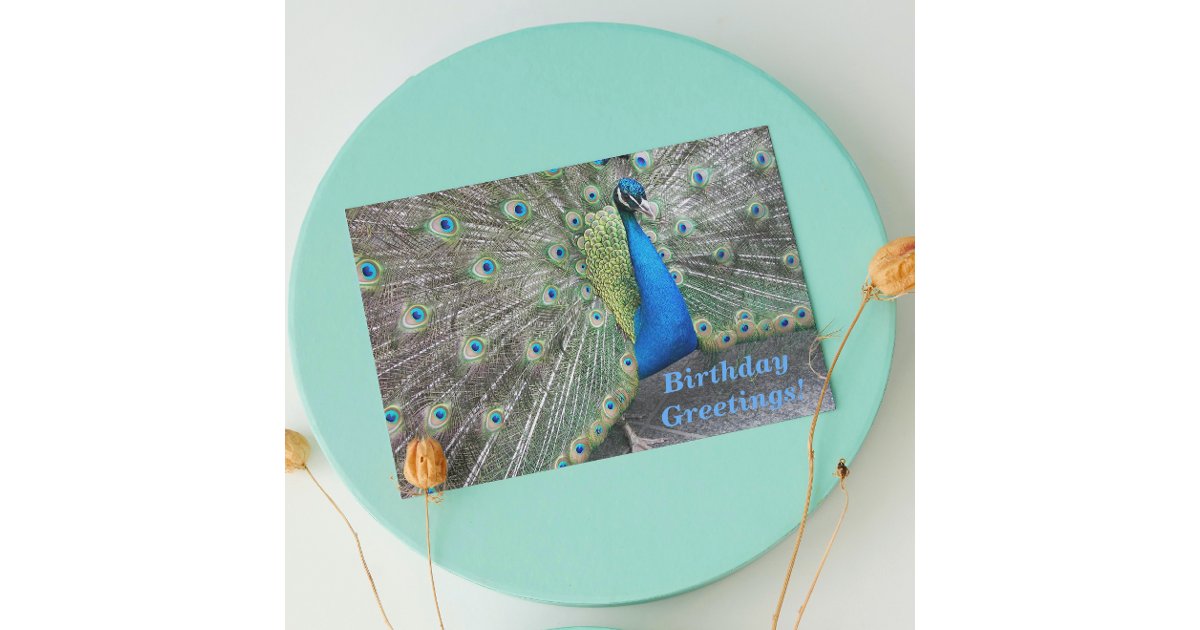 Strutting Blue Peacock Funny Birthday Card | Zazzle