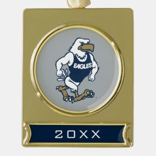 Strutting Eagle Gold Plated Banner Ornament