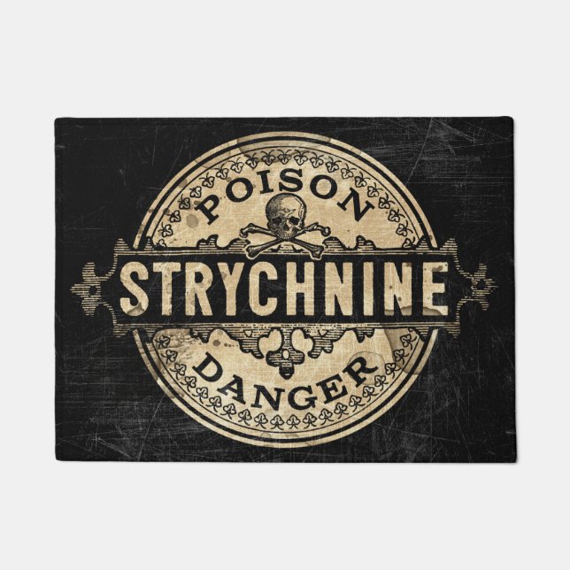 Strychnine Vintage Style Poison Label Doormat (Front)