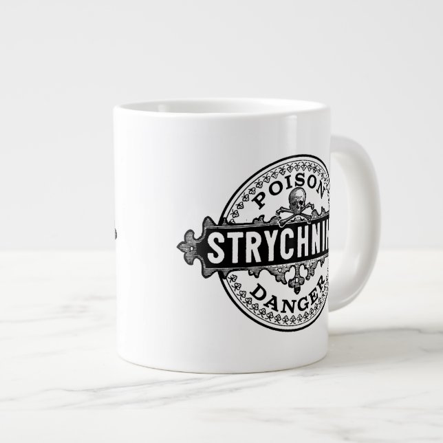 Strychnine Vintage Style Poison Label Giant Coffee Mug (Front Right)