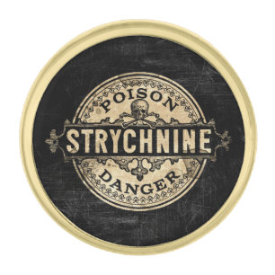 Strychnine Vintage Style Poison Label Gold Finish Lapel Pin