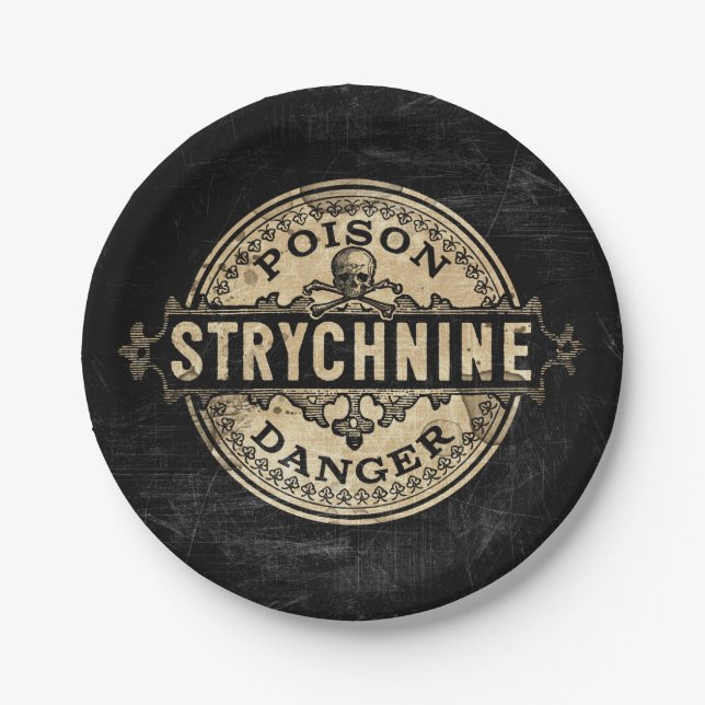 Strychnine Vintage Style Poison Label Paper Plates (Front)