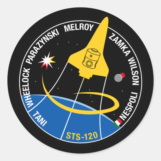 STS 120 Mission Patch Classic Round Sticker (Front)