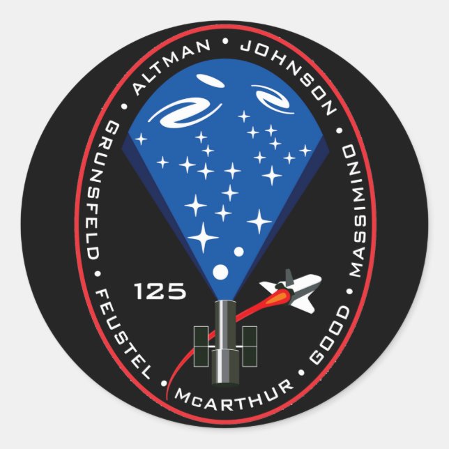 STS-125 CLASSIC ROUND STICKER (Front)