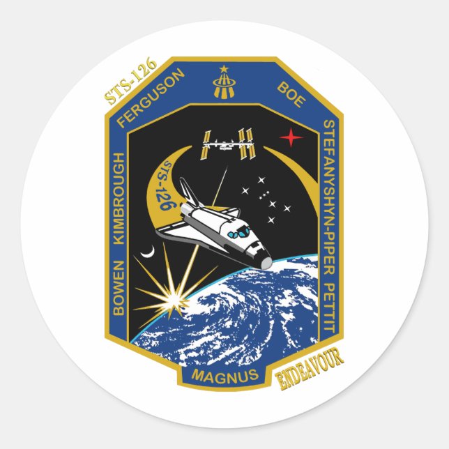 STS 126 Endeavour Classic Round Sticker (Front)