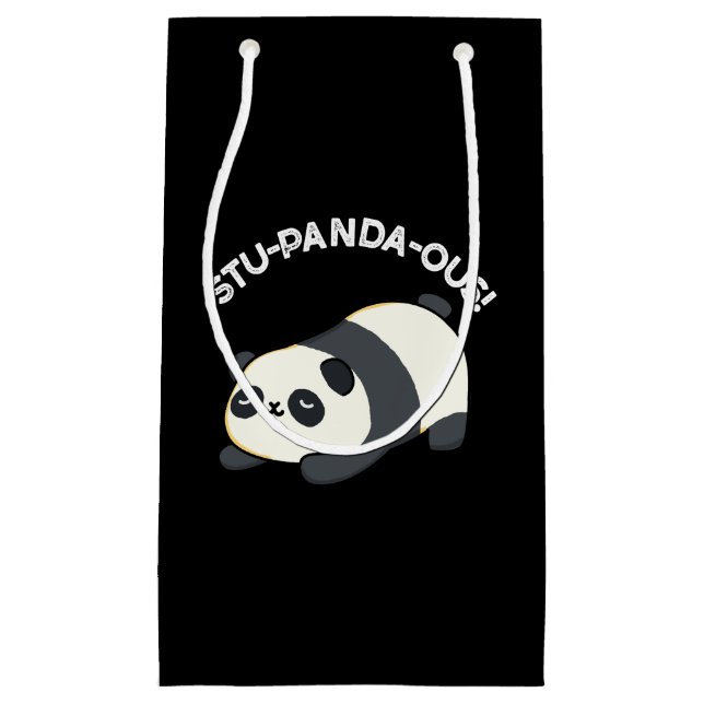 Stu-panda-ous Funny Panda Pun Dark BG Small Gift Bag (Front)