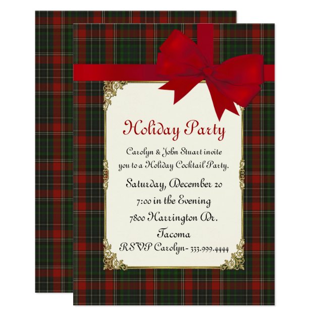 Stuart Clan Tartan Plaid Custom Christmas Party Invitation