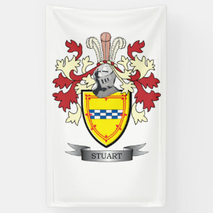 Stuart Family Crest Coat of Arms Banner