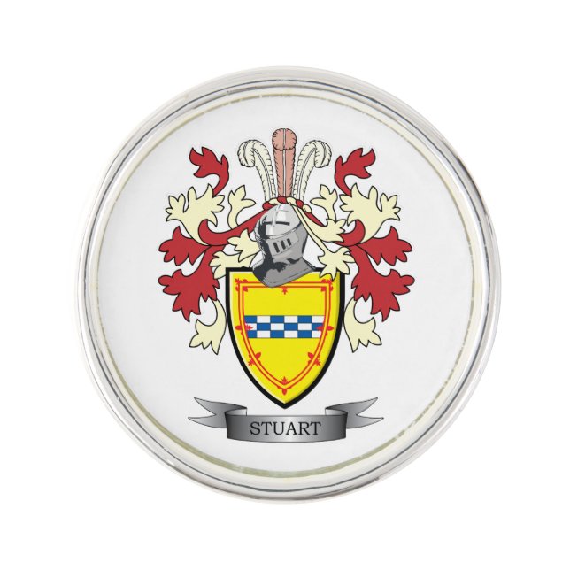 Stuart Family Crest Coat of Arms Lapel Pin (Front)