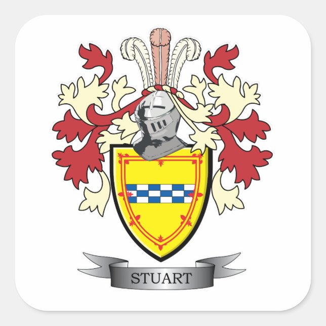 Stuart Family Crest Coat of Arms Square Sticker (Front)