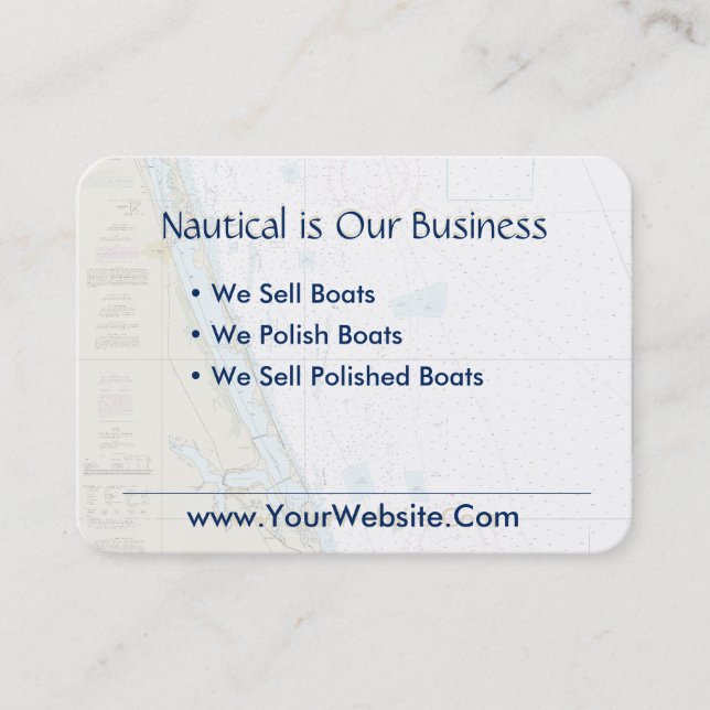 Stuart FL Nautical Chart Clean Fresh Blue Tan Business Card (Front)