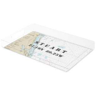 Stuart FL Nautical Chart Latitude Longitude Acrylic Tray