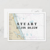 Stuart FL Nautical Chart Latitude Longitude Postcard (Front/Back)