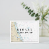 Stuart FL Nautical Chart Latitude Longitude Postcard (Standing Front)