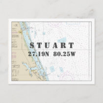 Stuart FL Nautical Chart Latitude Longitude Postcard