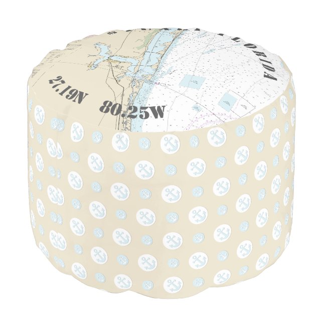 Stuart FL South Florida Nautical  Pouf (Angled Back)