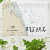 Stuart Florida Nautical Chart Latitude Longitude Kitchen Towel (Folded)
