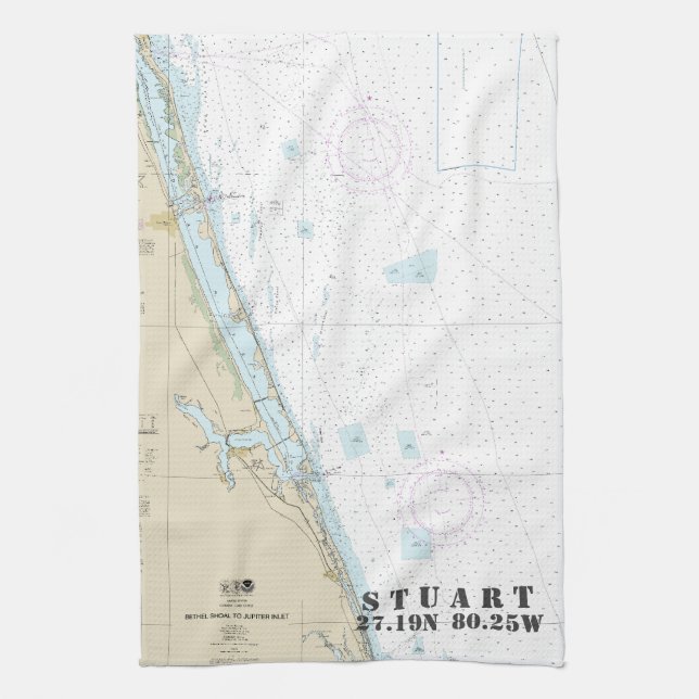 Stuart Florida Nautical Chart Latitude Longitude Kitchen Towel (Vertical)