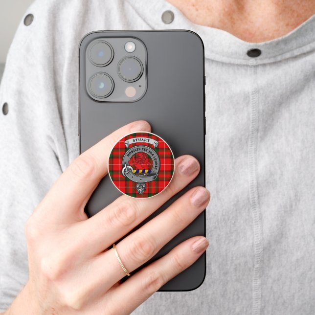 Stuart of Bute Clan Badge & Tartan Personalized PopSocket (Hand)