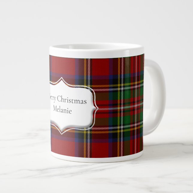 Stuart Plaid Tartan Christmas Giant Coffee Mug (Front Right)