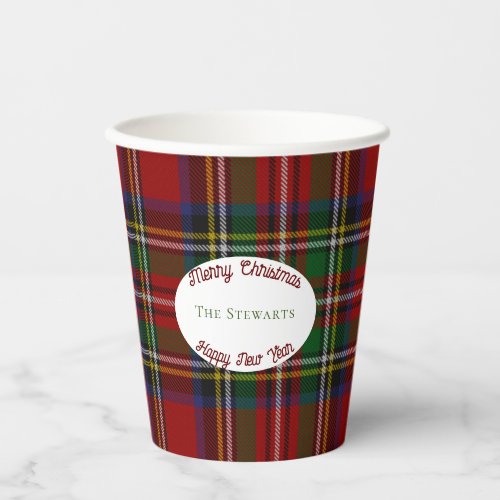 Stuart Plaid Tartan Christmas Paper Cups
