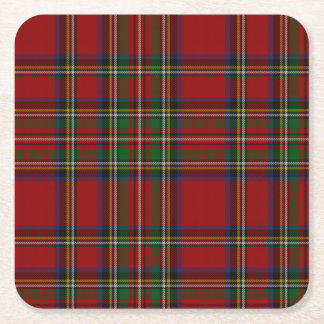 Stuart Plaid Tartan Christmas Square Paper Coaster