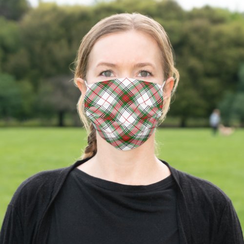 Stuart  Stewart tartan white red green plaid Adult Cloth Face Mask