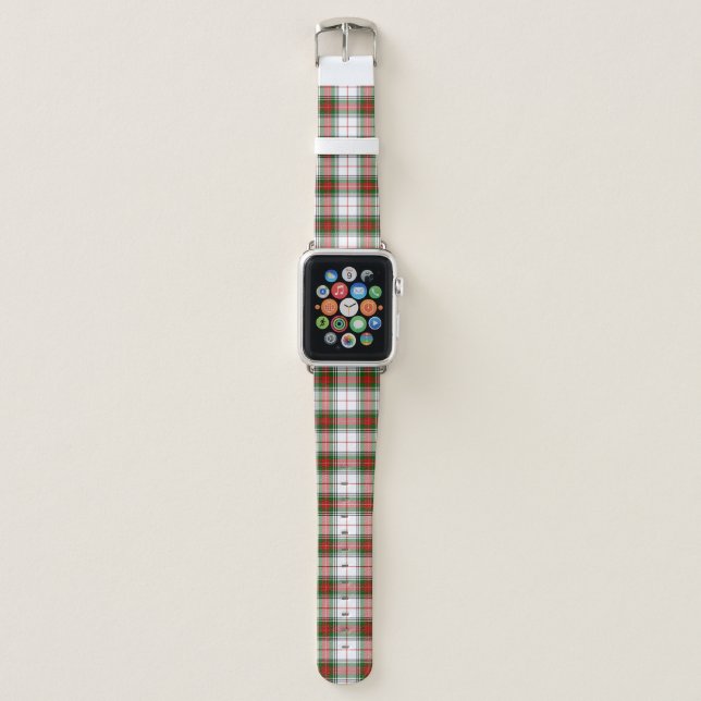 Stuart / Stewart tartan white red green plaid Apple Watch Band (Front)