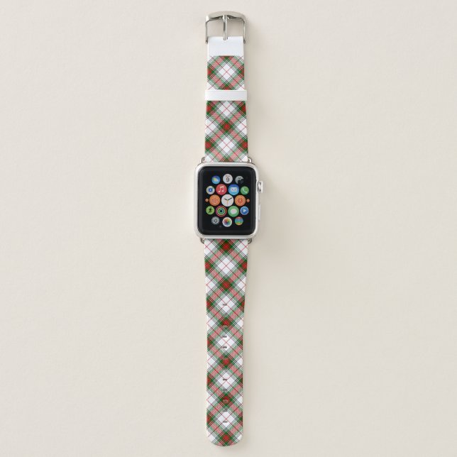 Stuart / Stewart tartan white red green plaid Apple Watch Band (Front)