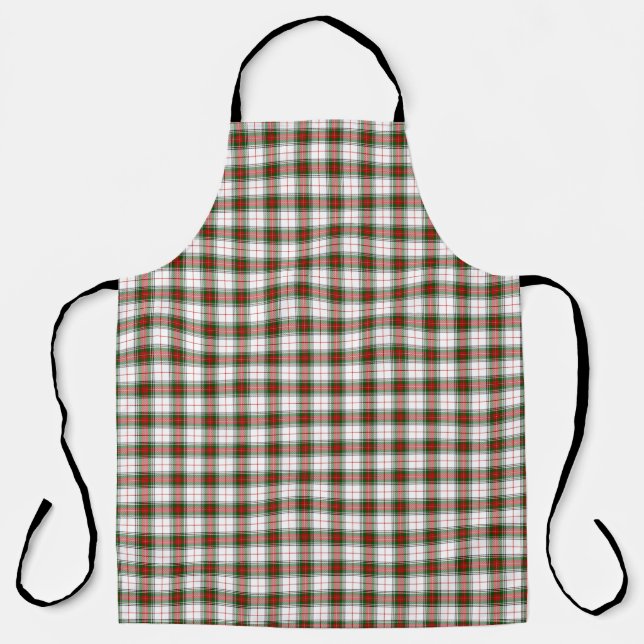 Stuart / Stewart tartan white red green plaid Apron (Front)