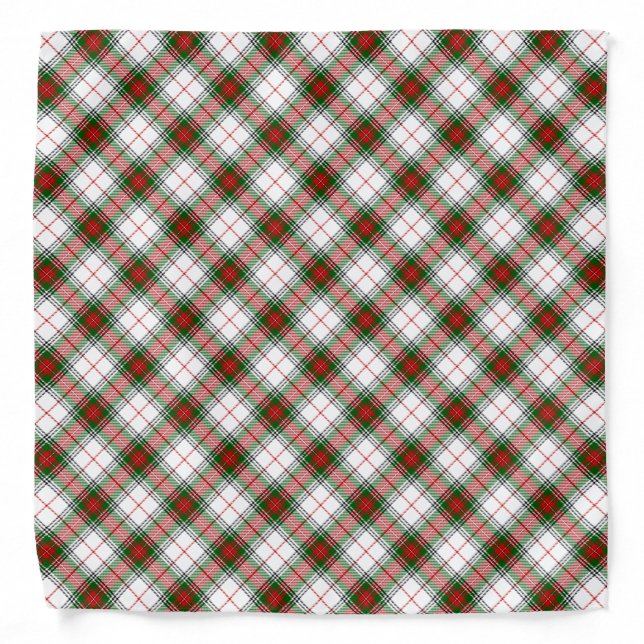Stuart / Stewart tartan white red green plaid Bandana (Front)