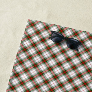 Stuart / Stewart tartan white red green plaid Beach Towel