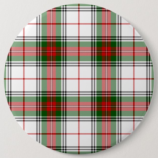 Stuart / Stewart tartan white red green plaid Button (Front)