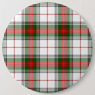Stuart / Stewart tartan white red green plaid Button