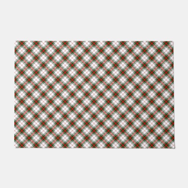Stuart / Stewart tartan white red green plaid Doormat (Front)