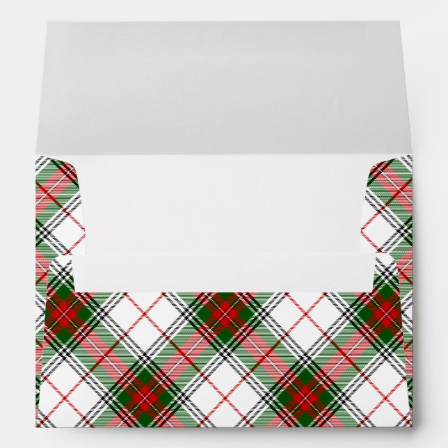 Stuart / Stewart tartan white red green plaid Envelope (Back (Bottom))