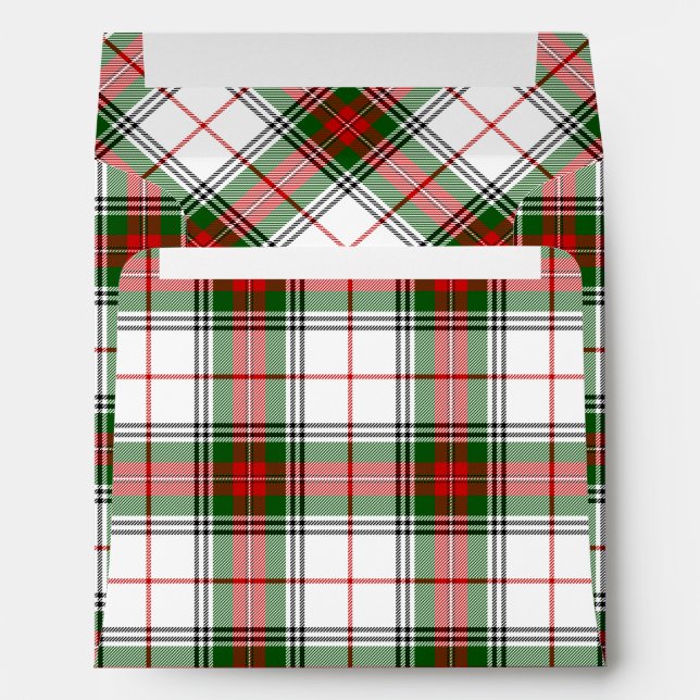 Stuart / Stewart tartan white red green plaid Envelope (Back (Bottom))
