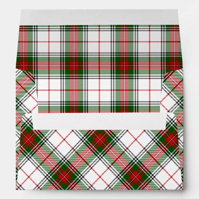 Stuart / Stewart tartan white red green plaid Envelope (Back (Bottom))