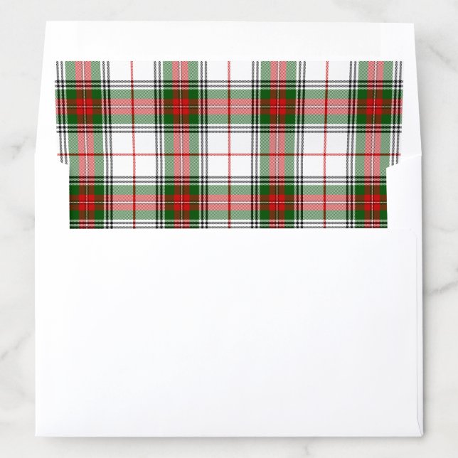 Stuart / Stewart tartan white red green plaid Envelope Liner (In Envelope)