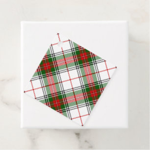 Stuart / Stewart tartan white red green plaid Favor Tags