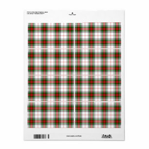 Stuart / Stewart tartan white red green plaid Label