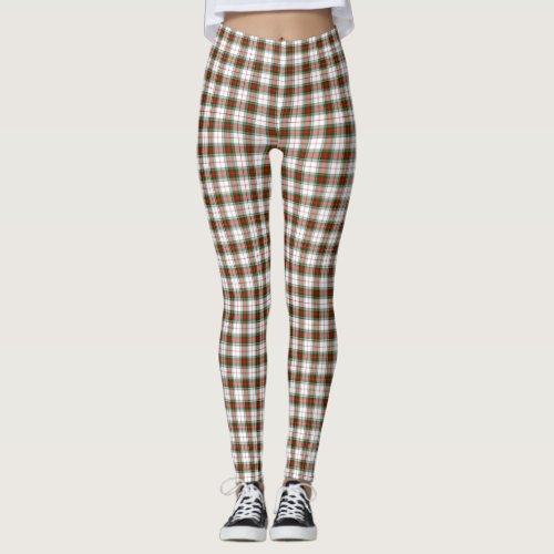 Stuart  Stewart tartan white red green plaid Leggings