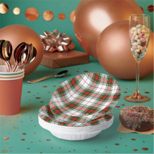 Stuart / Stewart tartan white red green plaid Paper Bowls